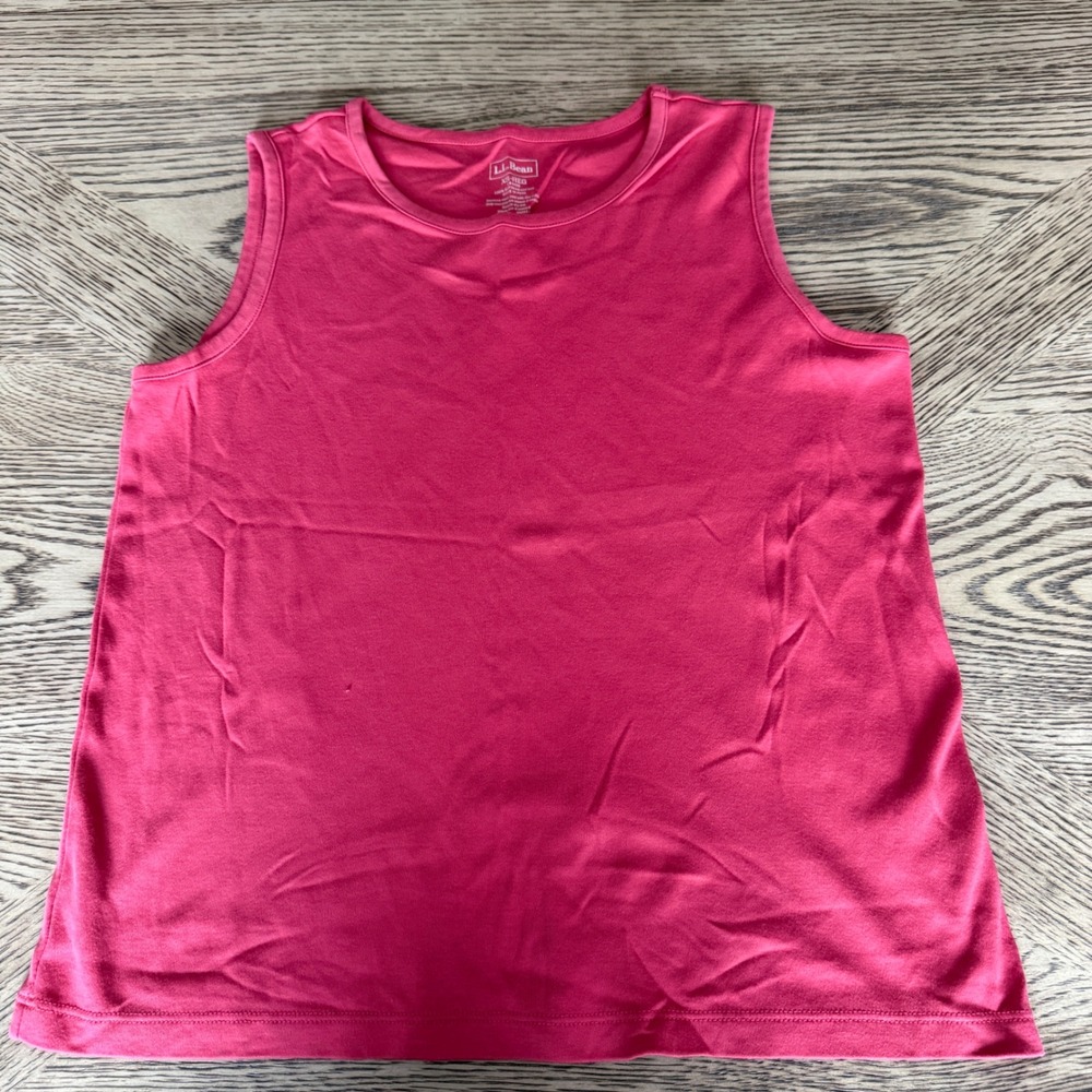 LL Bean Pink Supima Cotton Sleeveless Tank Top Crew Neck Womens XS Regular